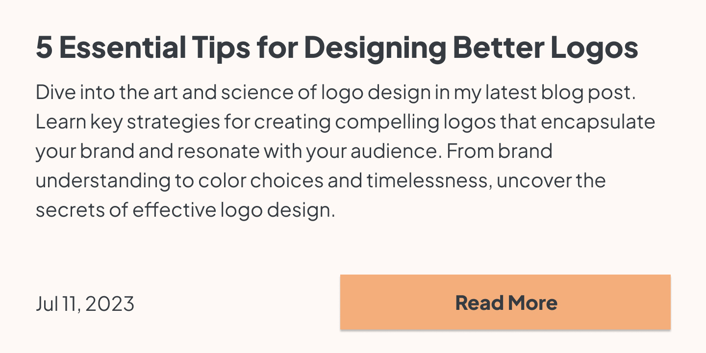 Dive into the art and science of logo design in my latest blog post. Learn key strategies for creating compelling logos that encapsulate your brand and resonate with your audience. From brand understanding to color choices and timelessness, uncover the secrets of effective logo design.